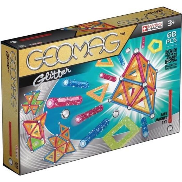 Jeu de Construction Magnétique - GIOCHI PREZIOSI - Geomag Glitter - 68 Pièces - Mixte