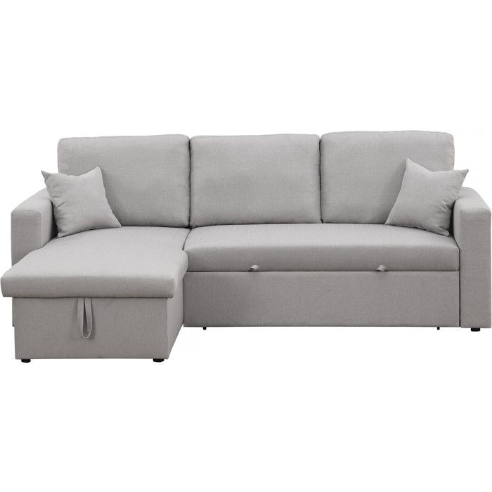 Warren - Canapé d'angle convertible 3 places en tissu gris