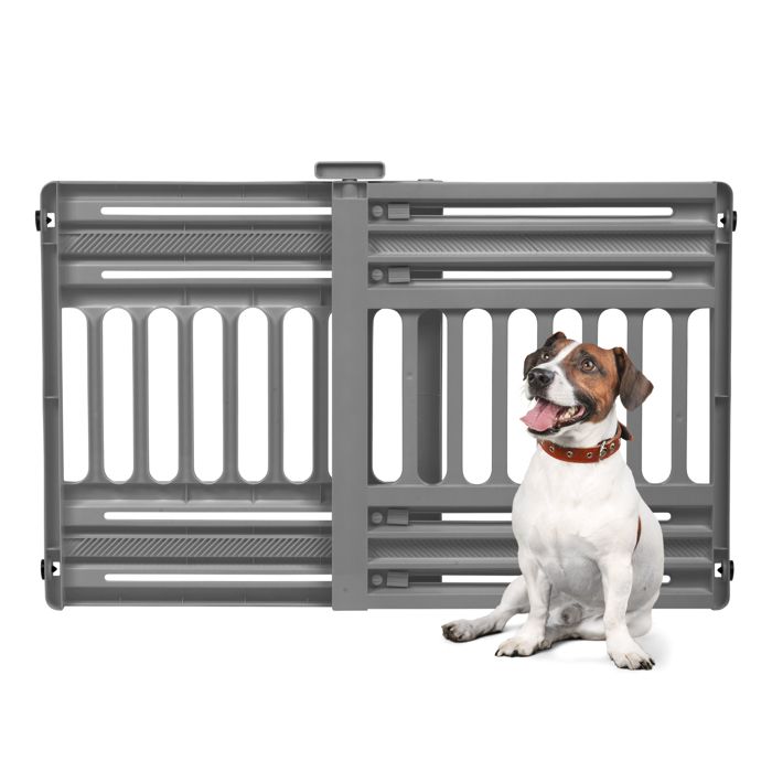 Meilleurs prix pour Iris Ohyama, Barrière de sécurité pour chien, Barrière d'Escalier L61 x H64 cm, Extensible jusqu'à 1m, fixation par pressions