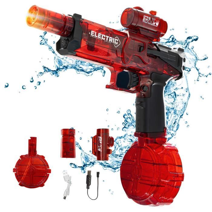 Skirfy Pistolet à Eau Électrique – Portée 10,7 M – Aspiration Automatique, Lumières LED, Réservoir Intégré – Pour Enfants Et Adultes – Idéal Pour Batailles Estivales