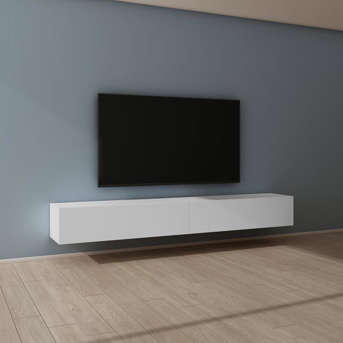 Mai & Mai Meuble TV Suspendue Armoire avec Soft-Close Table TV pour le Salon Blanc Mat 240x40 2x30 cm TC002 Mai & Mai Meuble TV Suspendue Armoire avec Soft-Close Table TV pour le Salon Blanc Mat 240x40 2x30 cm TC002