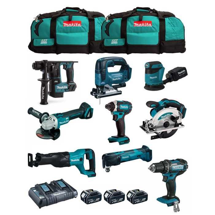 MAKITA Kit MK901 DDF482 + DHR171 + DGA504 + DTD152 + DJV182 + DSS610 + DJR186 + DBO180 + DTM51 + 3x5 0 Ah + DC18RD + 2xLXT600