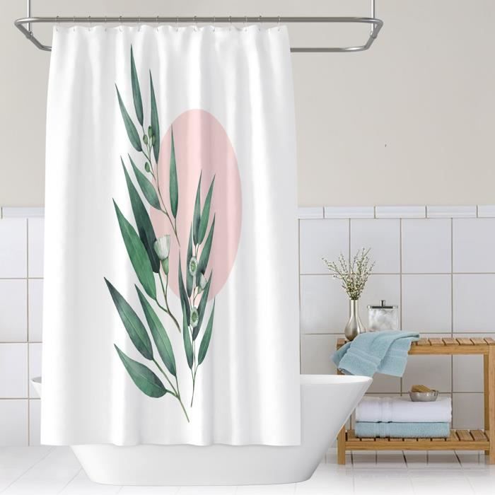 Rideau De Douche En Eucalyptus Gris Avec Feuilles Florales Et Aquarelles 180 Cm X 180 Cm 90524776