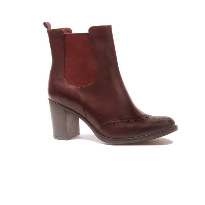 Bottines Mi-hautes Femme Sans Lacets Avec Talon Large - Confortables Pour Automne, Hiver, Printemps (Noir/Marron)
