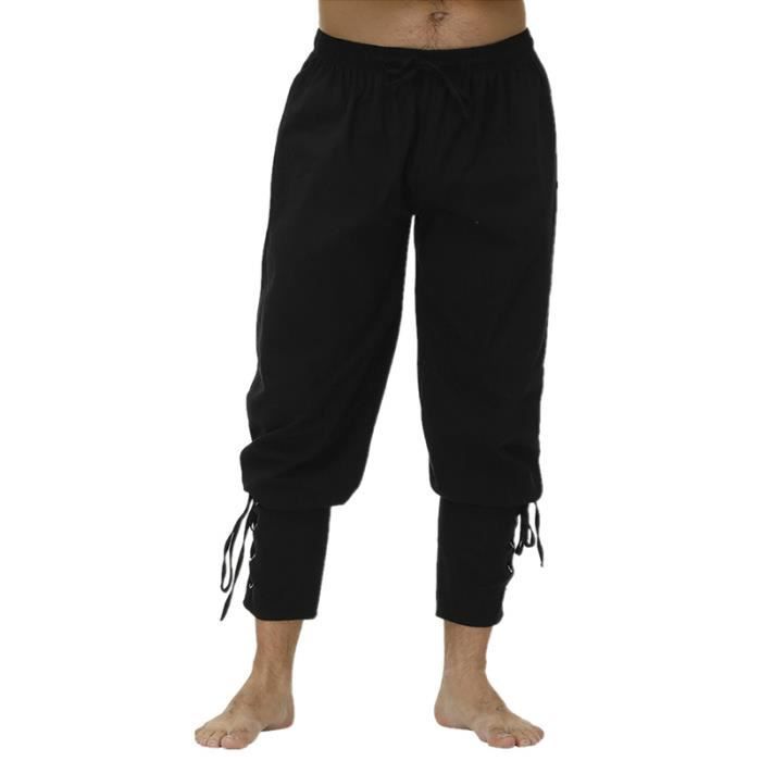 PANTALON Pantalon Medieval Homme Pantalon Coton en Lin Homme Yoga