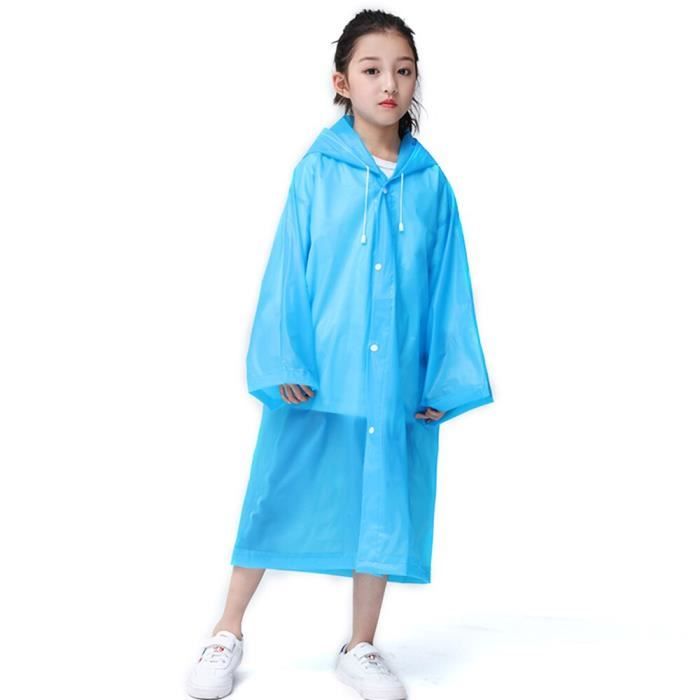 Poncho De Pluie Imperméable Pour Enfants, Réutilisable EVA à Capuche Poncho De Pluie Pour L'école, L'extérieur, La Randonnée, Le Cyclisme, Le Camping, Les Voyages, Violet, Taille Unique