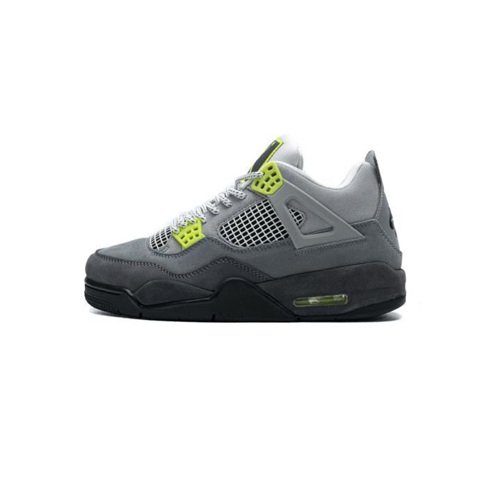 Airs Jordans 4 Retro Chaussures de Basket Pas Cher AJ4 pour Femme Homme  Gris Vert - Cdiscount Prêt-à-Porter