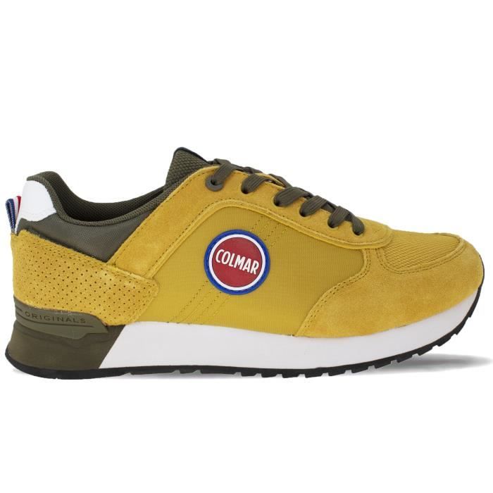 Chaussure Homme Colmar Travis Authentic Cuir Jaune Lacets