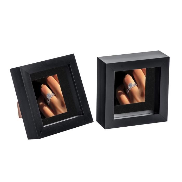 Boîte d'ombre botanique violette de 20 x 10 po. avec cadre noir