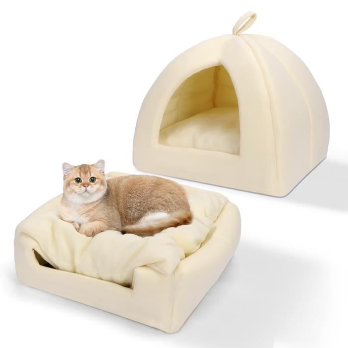 Comparer les prix de Nobleza-Grotte pour Chat Niche Interieur Respirant Lit Lavable Abri Chaud Lit pour Chat Chien Lit Confortable Panier Maison Couleur