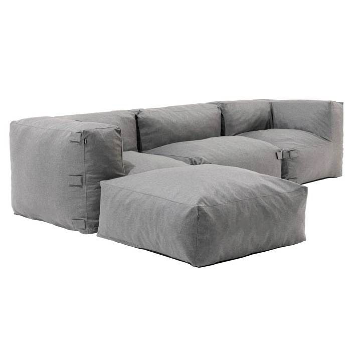 Canapé dangle de jardin modulable 4 places gris Mixi Oviala