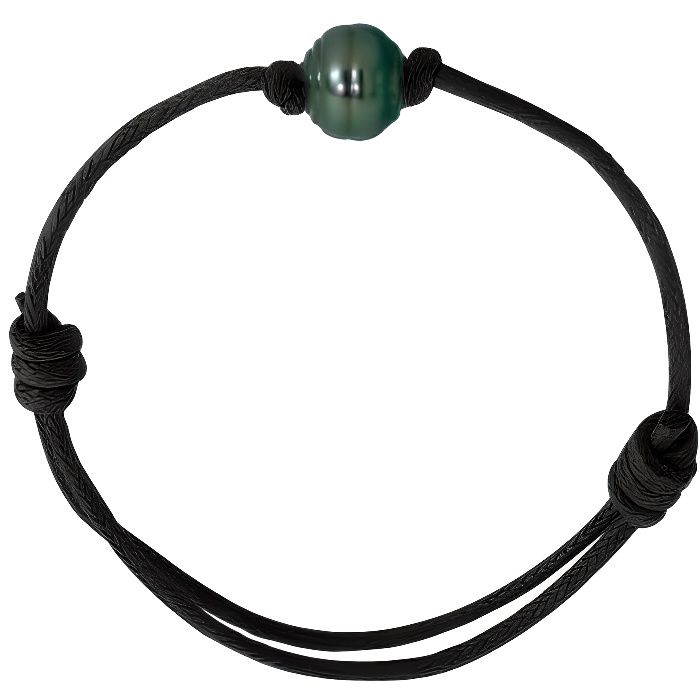 Bracelet - PERLINEA - Véritable Perle de Culture de Tahiti 10-11 mm - Coton Ciré - Réglable 14-25 cm Bracelet - PERLINEA - Véritable Perle de Culture de Tahiti 10-11 mm - Coton Ciré - Réglable 14-25 cm