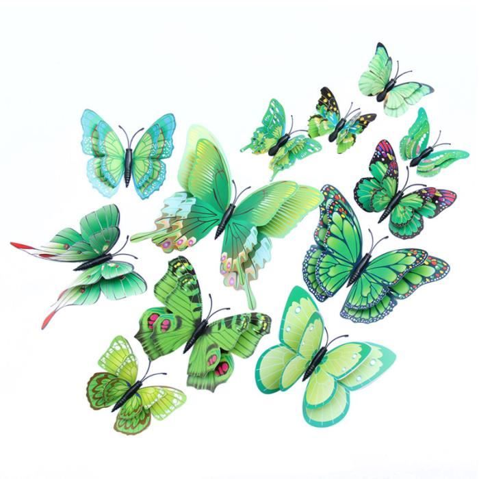 Papillons Stickers Miroir Autocollant Amovible Murale DIY Maison Salon Soleil