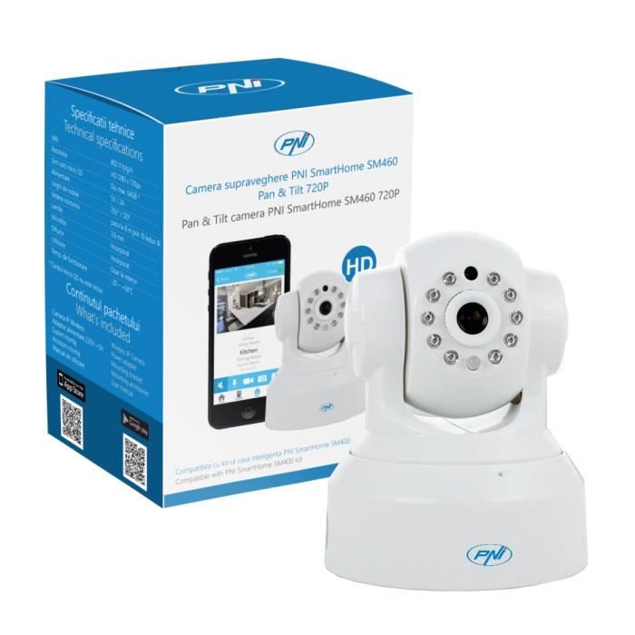 Caméra de surveillance vidéo sans fil PNI SmartHome SM460 Pan & Tilt 720p, dédié iOS / Android APP
