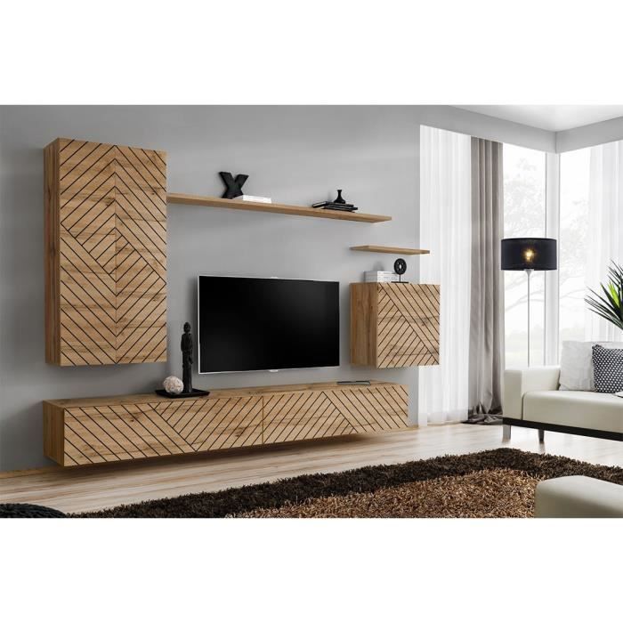 Ensemble meuble salon SWITCH II design - PRICE FACTORY - Chêne - Industriel - Chic - Tendance