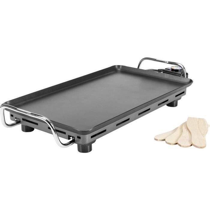 Princess Table Chef Pro – Plaque Teppanyaki XXL 46x26 Cm 2000W, Revêtement Double Antiadhésif, Idéale Pour 4-6 Personnes + 4 Spatules Bois