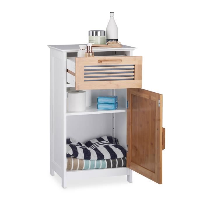 Relaxdays Armoire Basse Salle De Bain Tiroir Aspect Naturel Tablette Hauteur Modulable Mdf Hlp 70x40x28 5 Cm Blanc Achat Vente Colonne Armoire Sdb Relaxdays Armoire Basse S9511 Soldes Sur