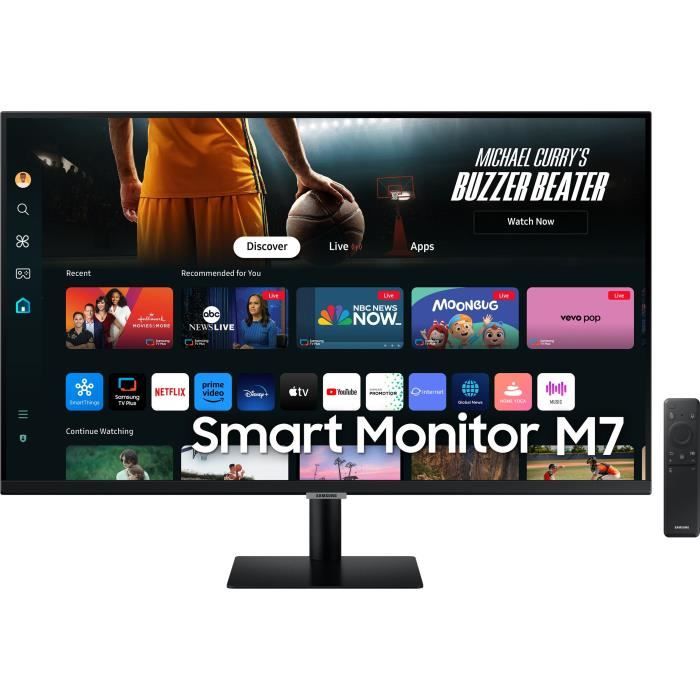 Écran PC – SAMSUNG – SMART MONITOR M7 DM700 – 32 UHD 4K – Dalle VA – 60Hz – HDR10 – USB-C 65W – HDMI – Enceintes – Noir