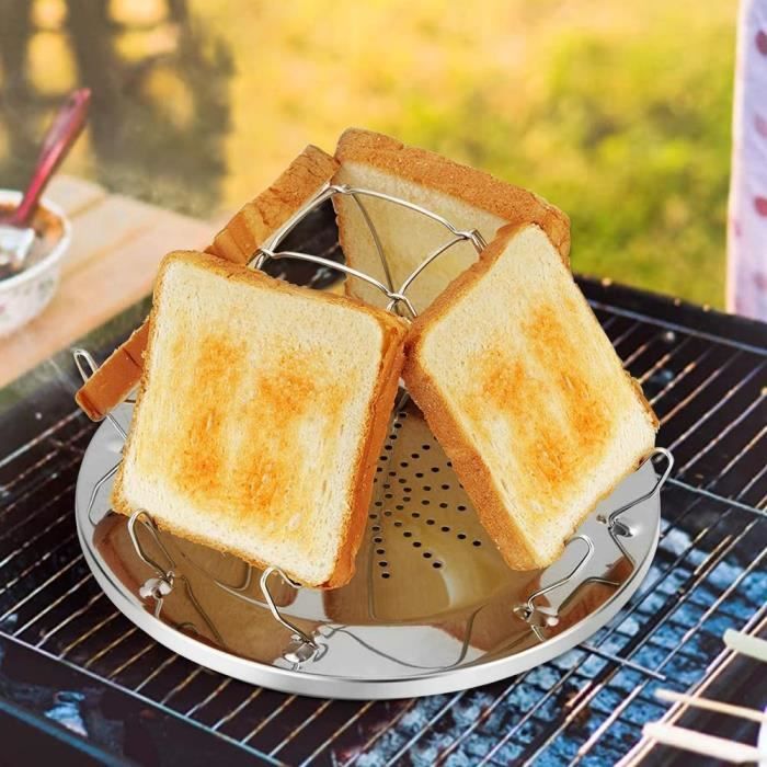 Camping Toast Rack 4 Tranches Toast Plateau, Pliante Grille-Pain Chromé Grille Pain Gaz De ...
