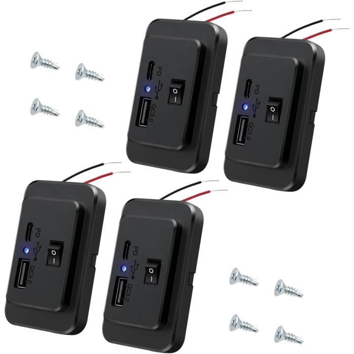 Prise USB Voiture QC 3.0 36W Avec Interrupteur Tactile - Charge Rapide 12V/24V Étanche IP66 Pour Moto, Bateau, Camion, Caravane