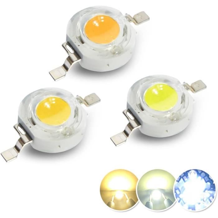 Puces LED 3W Lot De 10 - Haute Puissance 6000-6500K - Circuit Étoile Aluminium