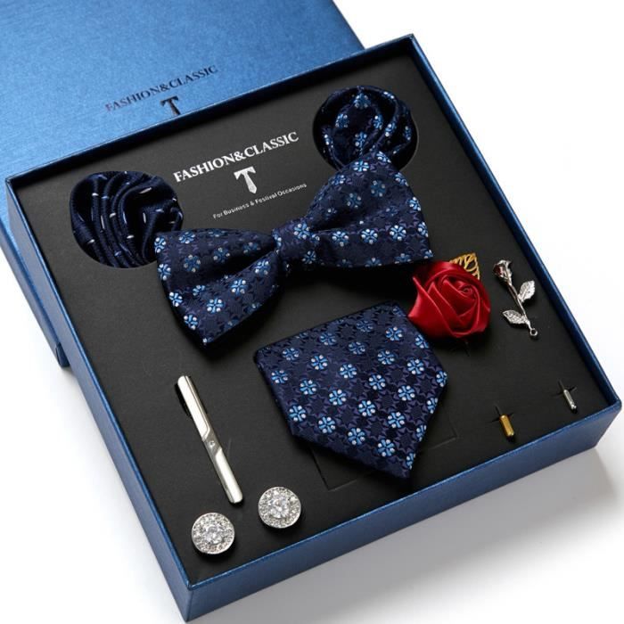 Cravate Mouchoir Set Combo Plain Color & DESIGNER Cravate Bouton de manchette Set 