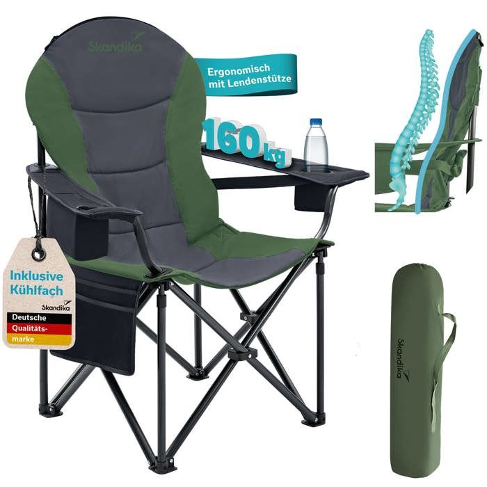 Lot De 3 Chaises De Camping Pliantes Robustes - Porte-gobelet & Sac Inclus - Noir