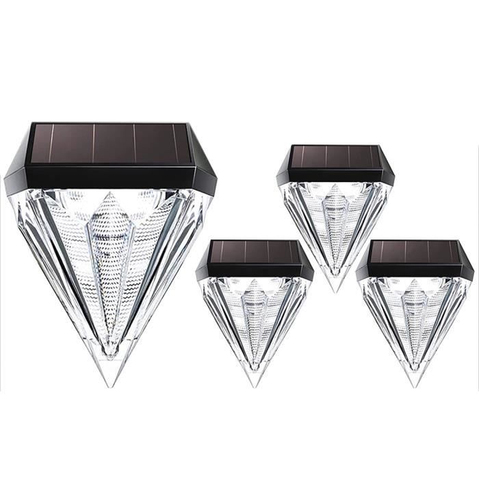 Lot de 2 Lampes Solaires Étanches à 9 LED pour Gouttière et Jardin - Blanc - Éclairage Mural Lot de 2 Lampes Solaires Étanches à 9 LED pour Gouttière et Jardin - Blanc - Éclairage Mural