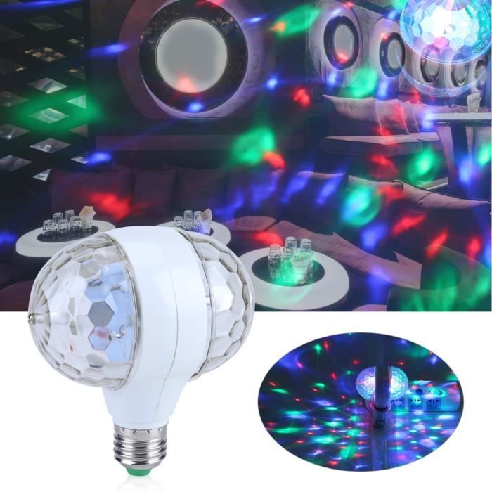 E27 RGB LED Disco Stage Lights Ampoule à Boule Lampe à Effet de Fête Rotative à 2 Tête 220V Prise EU