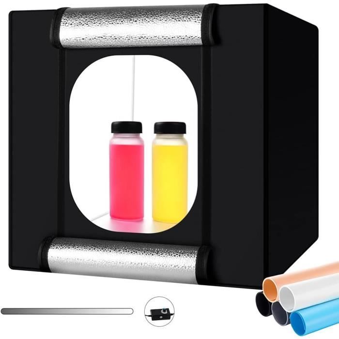 Heorryn Kit Studio Photo 80x80x80 Cm - 270 LED Intensité Variable, 4 Fonds Couleurs - Photographie Produits