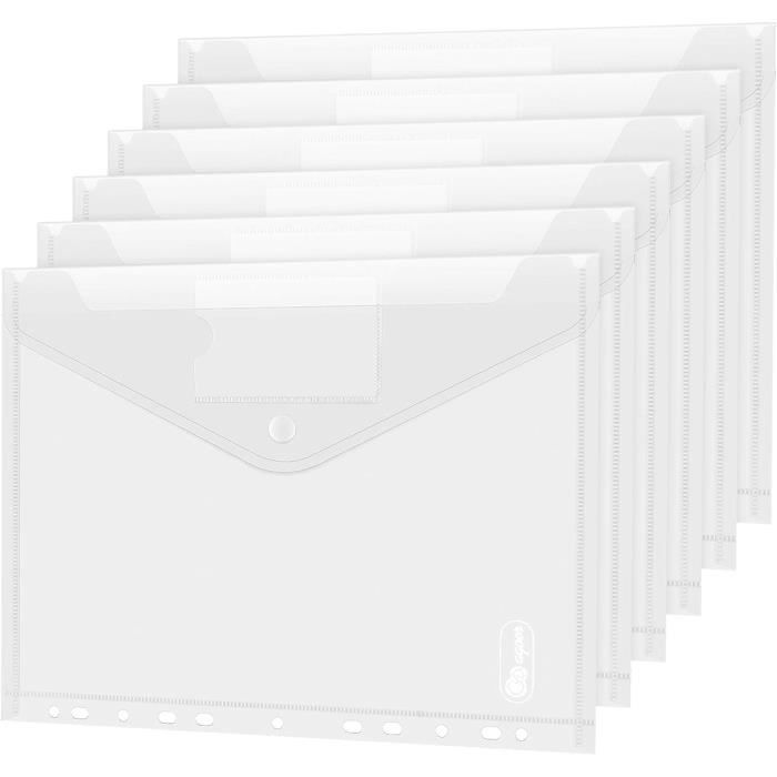 Lot De 10 Porte-documents A4 Plastique - Avec Bouton Pression, 5 Couleurs, Pour Bureau, école, Voyage