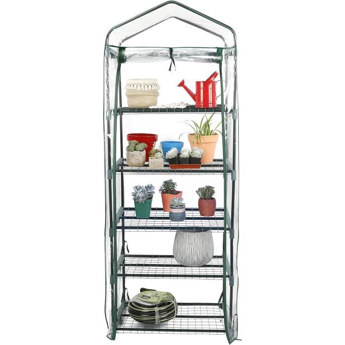 Serre 4 Niveaux Well Home - Cadre Métal, Couverture PVC Transparent, Dimensions 50x45x130 Cm, Pour Balcon Ou Intérieur - 9