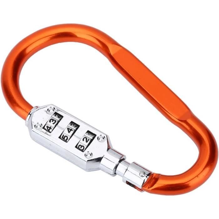 Serrure à Code VGEBY Avec Mousqueton - Antivol Sac & Valise - Aluminium Léger - Code Personnel Réglable - Orange