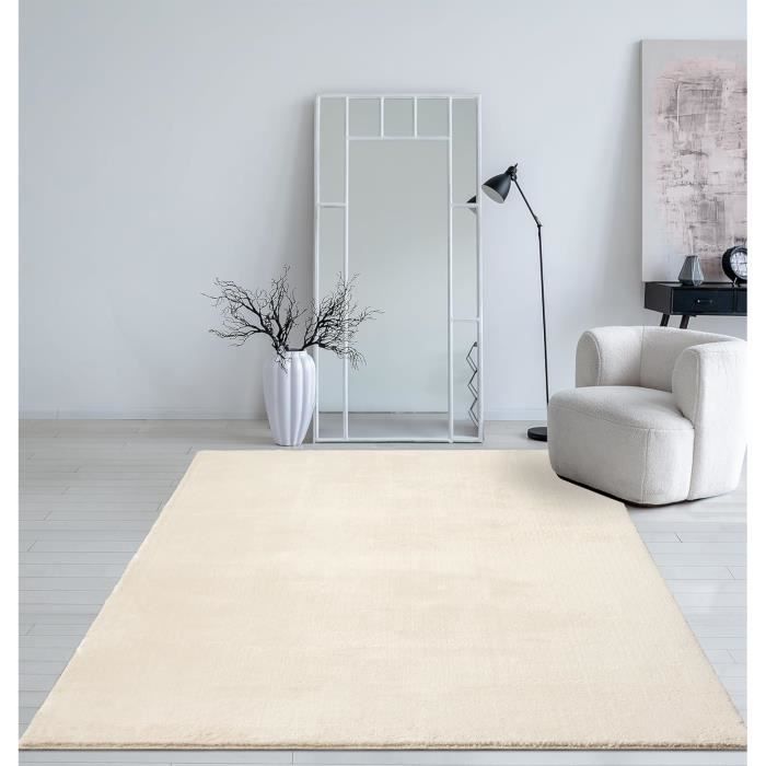 Mia's Taos Rug, tapis beige lavable, 80 x 150 cm, tapis de salon doux avec dessous antidérapant