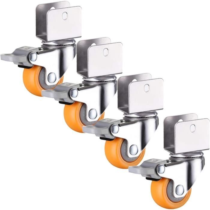 4 Roulettes Charge Lourde 360° Pour Meubles – Pivotantes, Acier/caoutchouc, 80 Kg