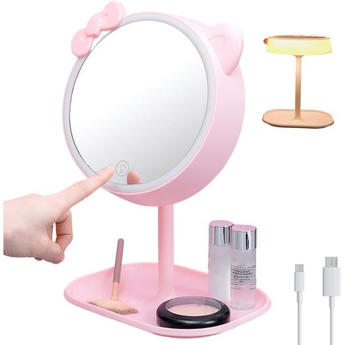 Miroir De Maquillage LED Mural Rechargeable USB - Grossissement 5X, Lumière Blanche 6500K - Bras Extensible Et Pivotant 180° - Pour Salle De Bain, Salon, Hôtel - Cadre Laiton Et Verre Qualité