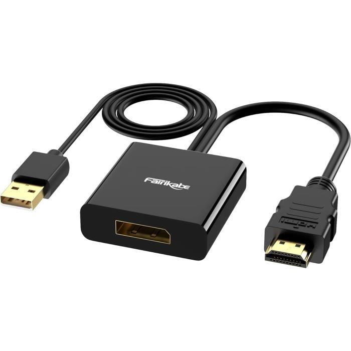 Adaptateur Hdmi Vers Displayport 4K 60 Hz, Câble Hdmi 2.0 Vers