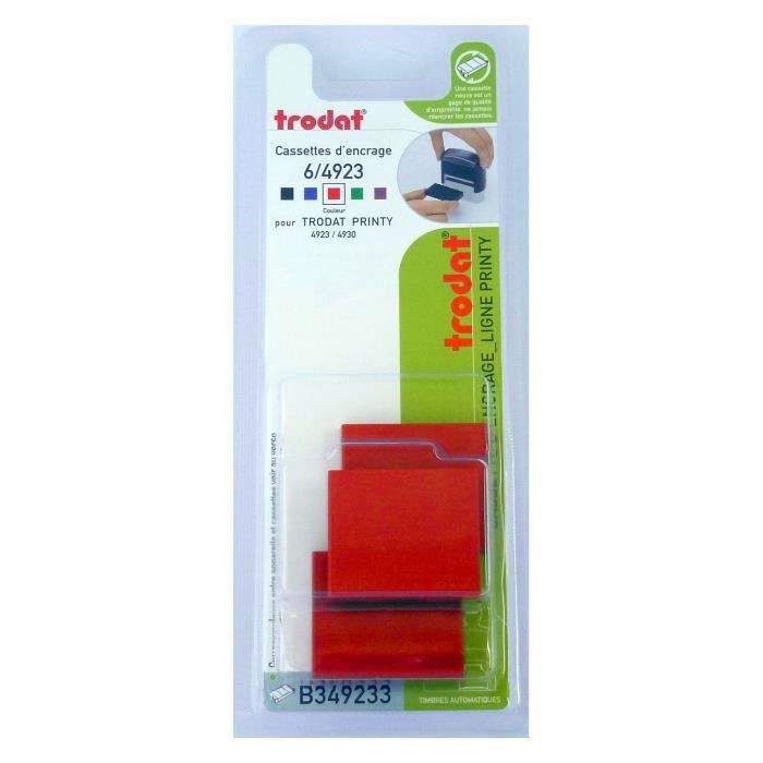 Cassette D'Encre Trodat Printy 6/4817 Rouge - Lot De 3 Recharges Tampon
