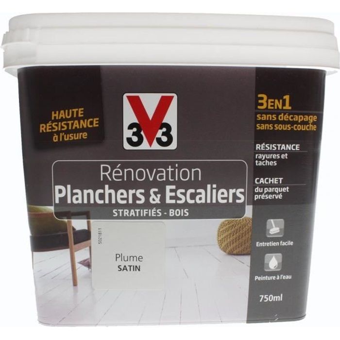 Peinture Plume Satin Planchers Et Escaliers V33 750ml Gris 0
