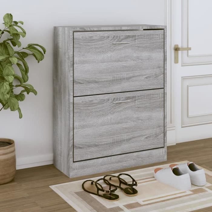 vidaXL Armoire à chaussures Sonoma gris 63x24x81 cm Bois dingénierie 342562