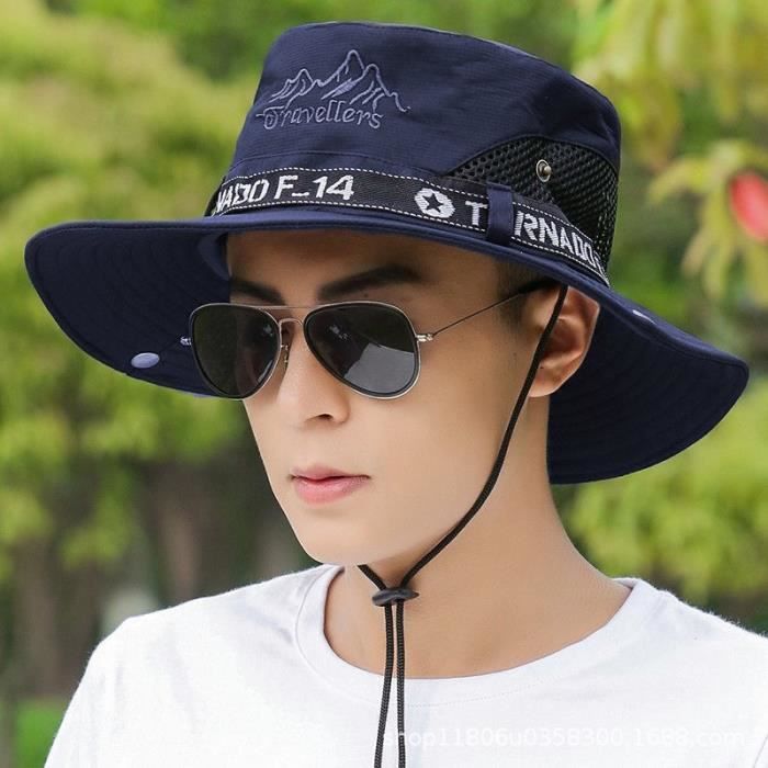 Chapeau Seau Court Léger – Homme – Coton – UV Protection – Voyage été Extérieur
