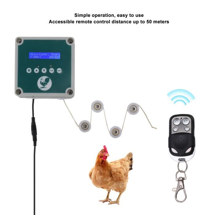 Comparer les prix de Ouvre-porte automatique pour poulailler Contrôleur automatique de porte de poulailler IP44 Ouvre-cage Télécommande Kit de YH004