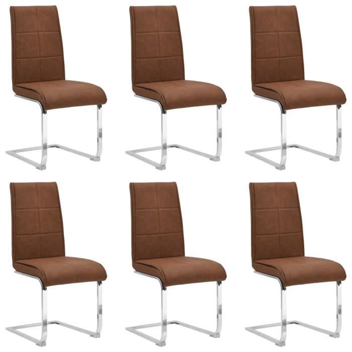 Salle à Manger Chaise Marron Foncé Micro fibre acier inoxydable design chaise cantilever
