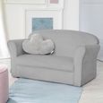ROBA Mini Canapé Enfant en Velours Lil Sofa - Dossier Confortable avec Accoudoirs - Gris-1