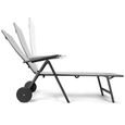 Chaise longue de jardin pliable Vanage en aluminium - Gris clair - Surface textile - Roulettes de transport-1