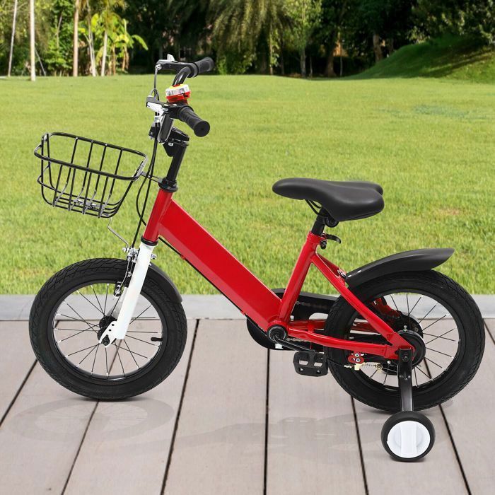 Vélo pour enfants de 14 pouces à double barre avec roues auxiliaires et
