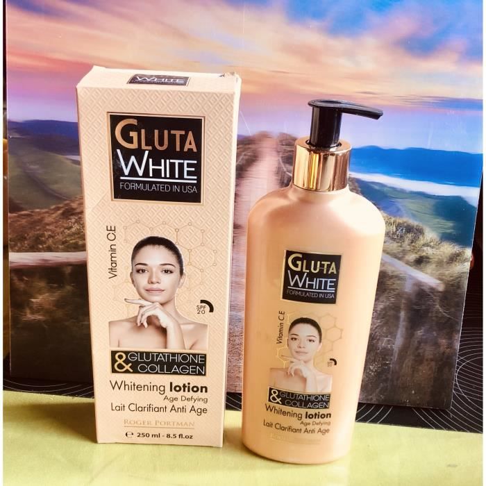 Sérum Corporel Gluta White - Glutathion & Collagène - Anti-Âge, Éclaircissant 250ml
