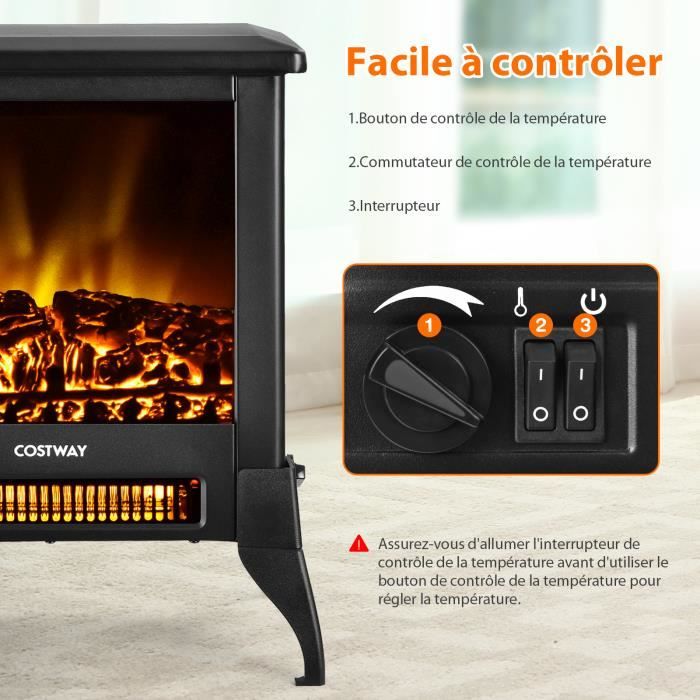 Radiateur électrique - DEUBA - effet feu de cheminée - 1500 W - protection  contre la surchauffe - Cdiscount Bricolage