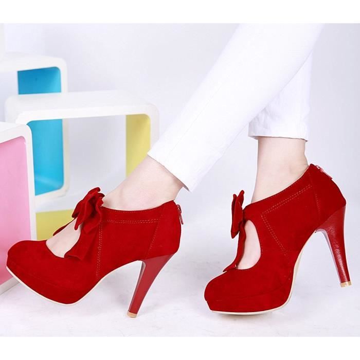 Escarpin rouge bout rond shop