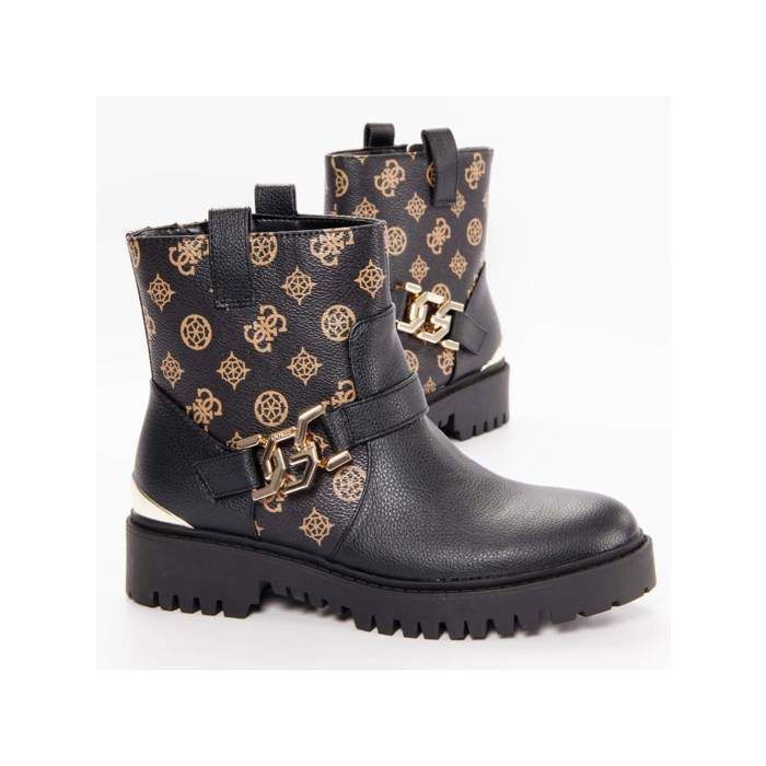 Bottine Guess Femme Logo 4g original Noir cuir Authentique